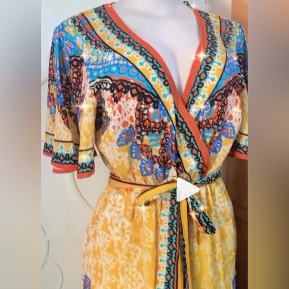 Flying Tomato Bohemian Yellow and Blue Jumpsuit - Picture 2 of 15